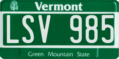 VT license plate LSV985