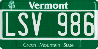 VT license plate LSV986