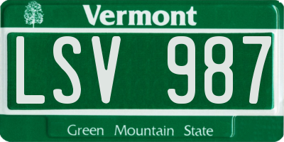 VT license plate LSV987