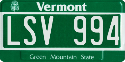 VT license plate LSV994