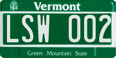 VT license plate LSW002