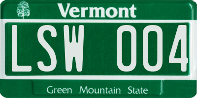 VT license plate LSW004