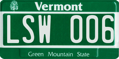 VT license plate LSW006
