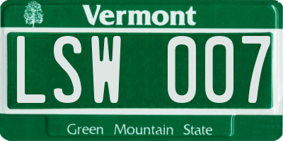 VT license plate LSW007