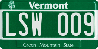 VT license plate LSW009