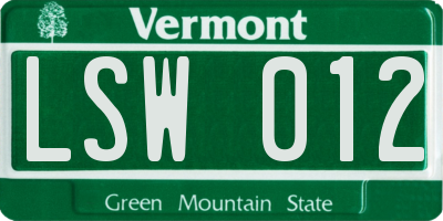 VT license plate LSW012