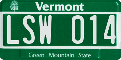 VT license plate LSW014