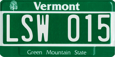 VT license plate LSW015