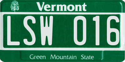 VT license plate LSW016