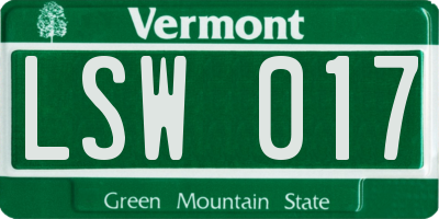 VT license plate LSW017