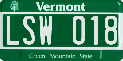 VT license plate LSW018