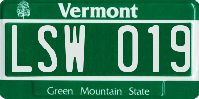 VT license plate LSW019