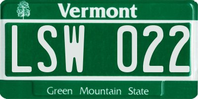 VT license plate LSW022