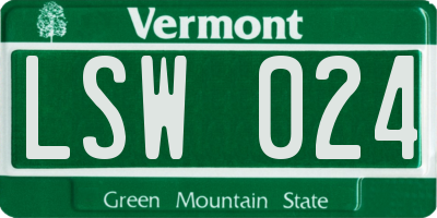 VT license plate LSW024