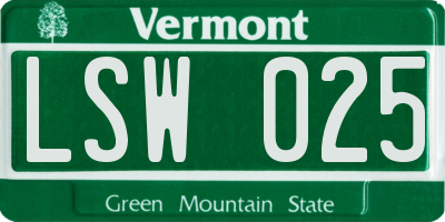 VT license plate LSW025