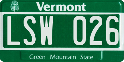 VT license plate LSW026