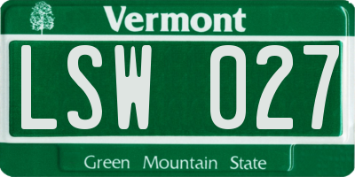 VT license plate LSW027