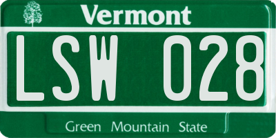 VT license plate LSW028
