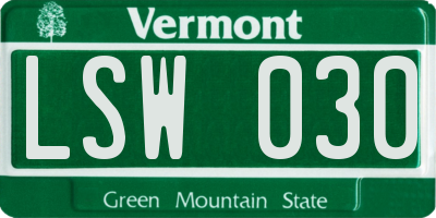 VT license plate LSW030