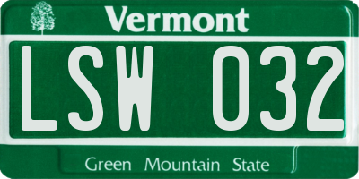 VT license plate LSW032