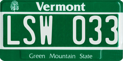 VT license plate LSW033