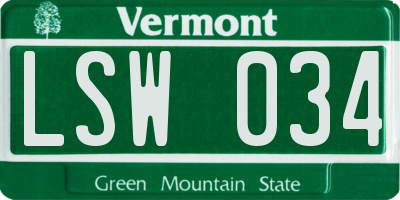 VT license plate LSW034