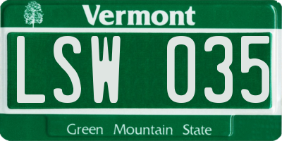VT license plate LSW035