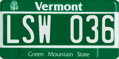 VT license plate LSW036