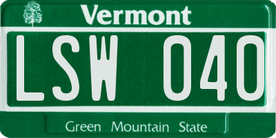 VT license plate LSW040