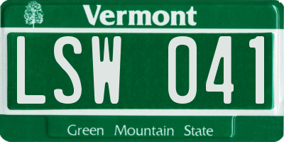 VT license plate LSW041