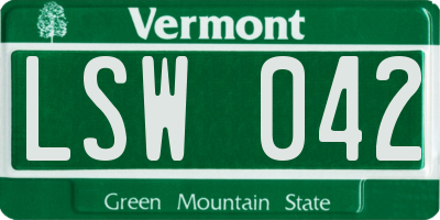 VT license plate LSW042
