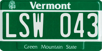 VT license plate LSW043