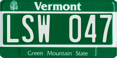 VT license plate LSW047