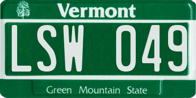 VT license plate LSW049