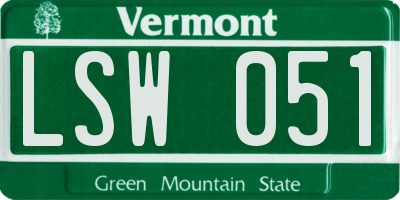 VT license plate LSW051
