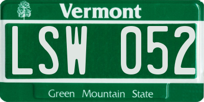 VT license plate LSW052