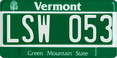 VT license plate LSW053