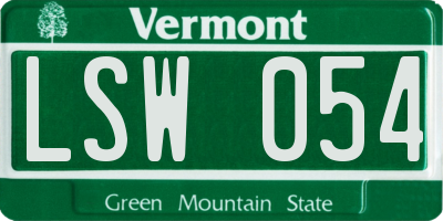 VT license plate LSW054
