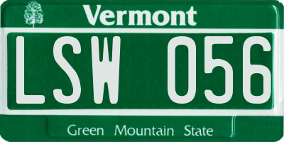 VT license plate LSW056
