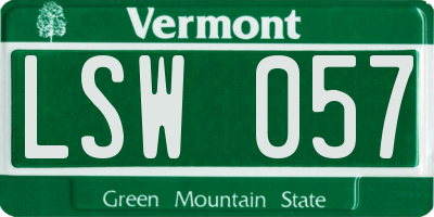 VT license plate LSW057
