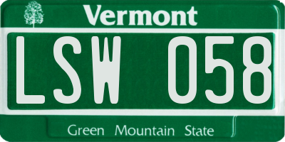VT license plate LSW058
