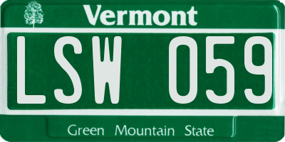 VT license plate LSW059