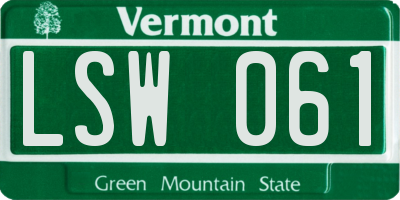 VT license plate LSW061