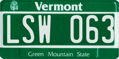VT license plate LSW063