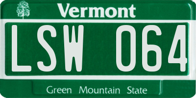 VT license plate LSW064