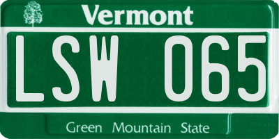 VT license plate LSW065