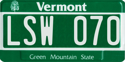 VT license plate LSW070