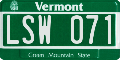 VT license plate LSW071