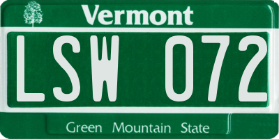 VT license plate LSW072