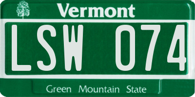 VT license plate LSW074